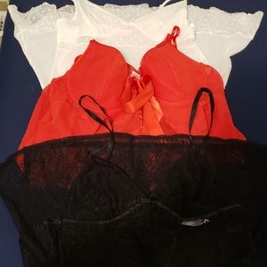 Set of 3 Cami's Red, black and white. 2 Victoria's Secrets